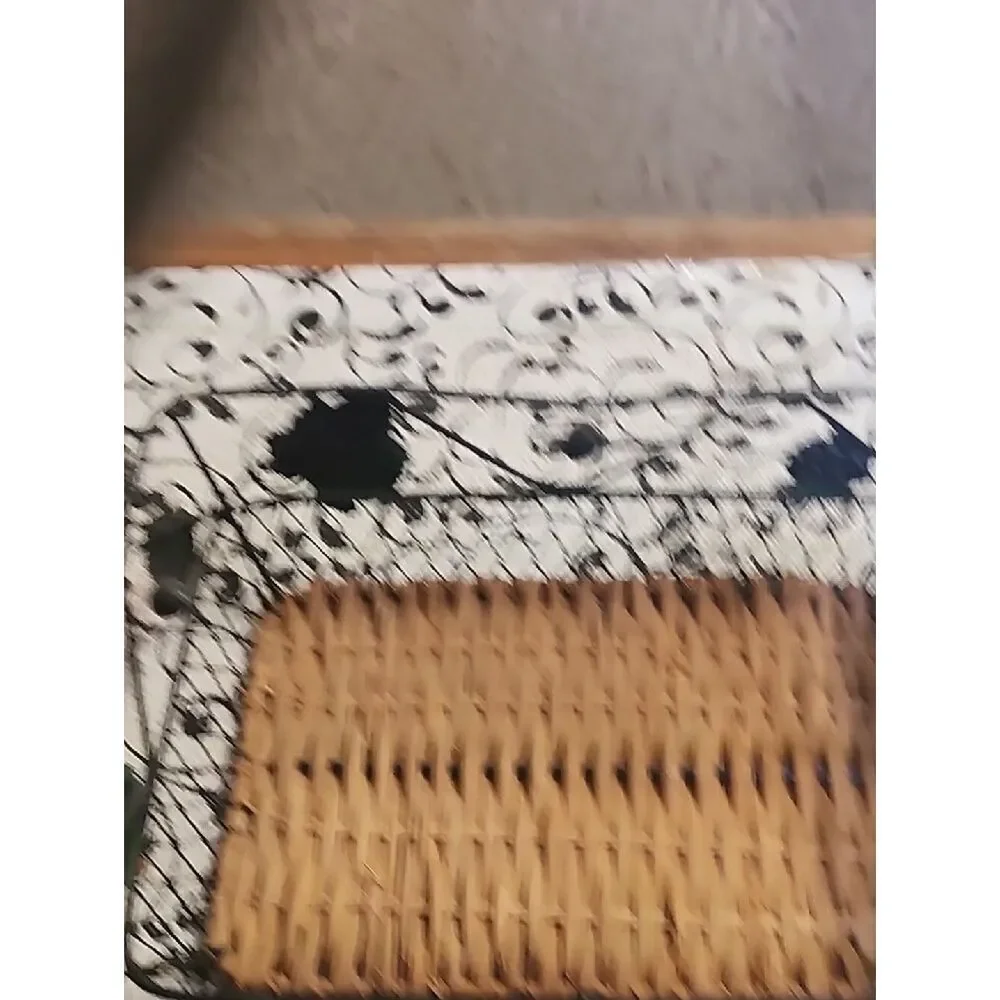 Woven Rattan & Decorative Metal Basket - Brown and Black